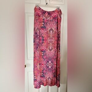 Cynthia Rowley • Maxi Skirt Stretchy Sideslit Summer Boho Jersey Size L
